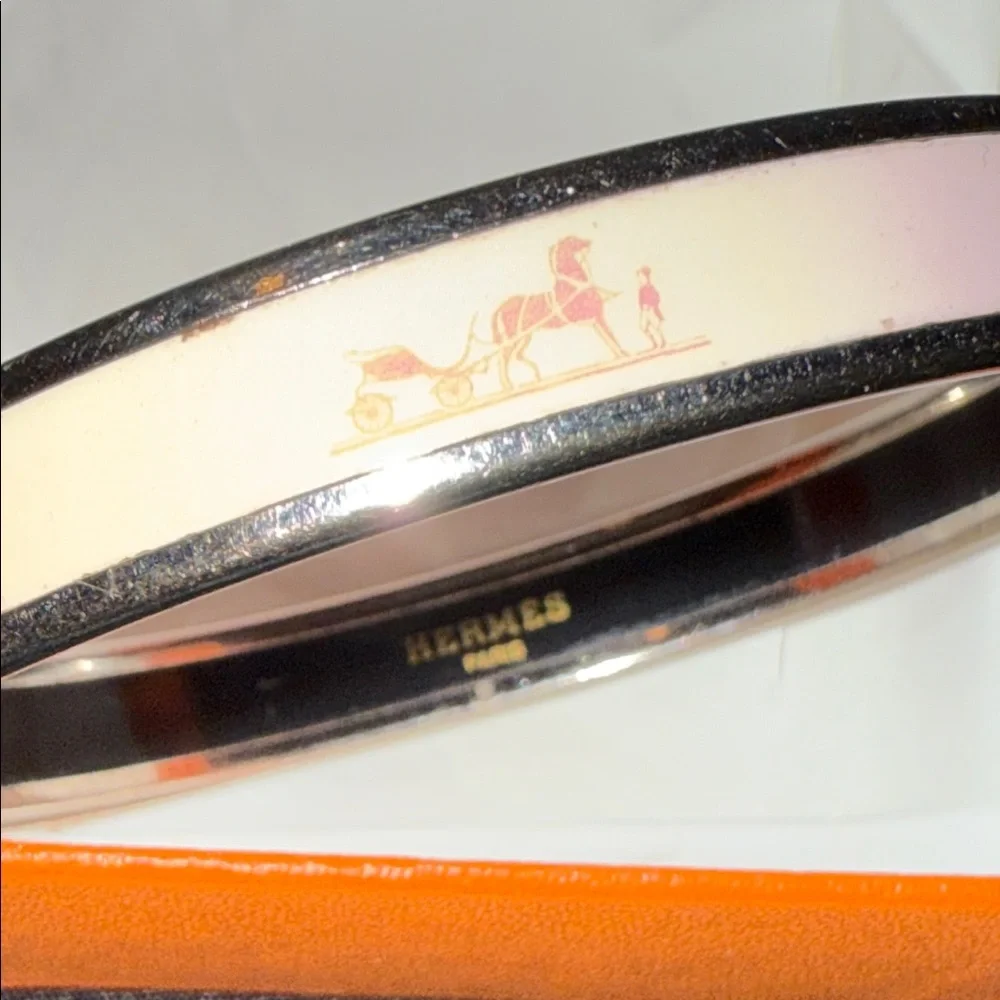 Hermes Pink Black and Silver Enamel Bracelet - Picture 8 of 15